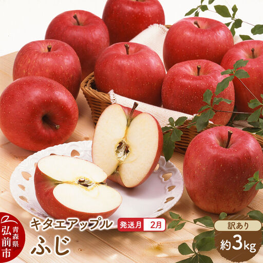 [27年2月発送]りんご ふじ[訳あり]約3kg キタエアップル 先行受付 家庭用 青森県 弘前市 果物 フルーツ 林檎 リンゴ くだもの 不揃い 規格外 青森県 弘前市