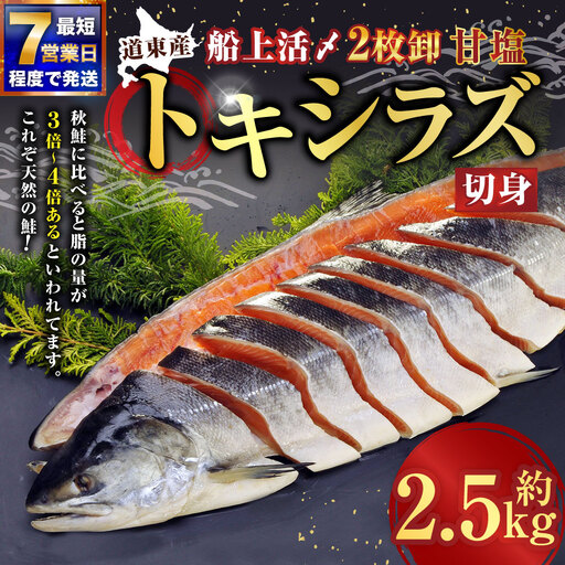 [ 7日程度で発送 ] 定置網漁法 [ 道東産 ] 船上活〆トキシラズ 2枚卸切身 約2.5kg 甘塩 時鮭 鮭 さけ サケ シャケ 魚 魚類 魚介 魚介類 おつまみ おかず お惣菜 惣菜 酒の肴 切身 海鮮 冷凍