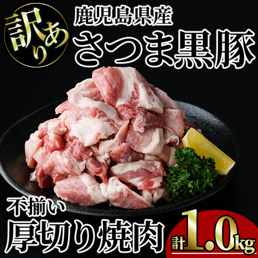【訳あり】鹿児島県産 さつま 黒豚 不揃い 厚切り 焼肉 (計1.0kg・1.0kg×1P) 鹿児島県産 豚肉 黒豚 【KNOT】 A1166-v01