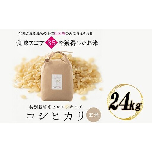 令和8年度　新米 特別栽培米 コシヒカリ ヒロシノキモチ 玄米 24kg ブランド米 銘柄米 国産 米 お米 日本米 ギフト 贈り物 備蓄 防災 食品 陽咲玲 はるざれ F6T-1055
