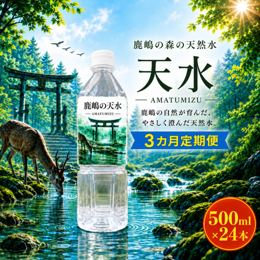 [3カ月定期便] 天然水 (500ml×24本) ミネラルウォーター