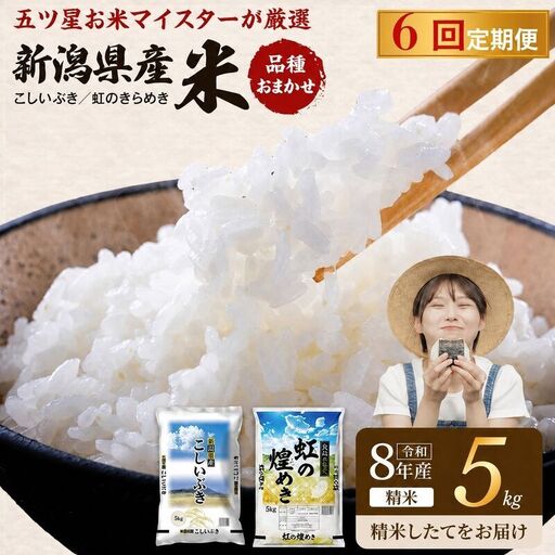 R8年産 新潟県産 品種おまかせ  5kg 6か月定期便 新潟県 新潟市産 令和8年産 お米 精米 米 ご飯 送料無料