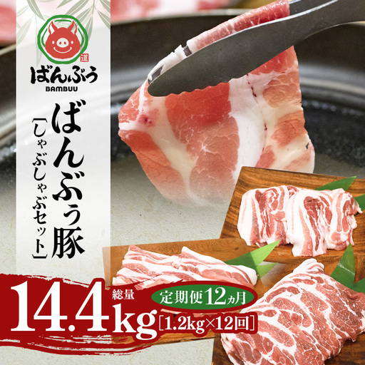 [定期便12ヶ月]ブランド豚「ばんぶぅ」しゃぶしゃぶセット 合計1.2kg 42-CA