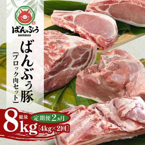 [定期便2ヶ月]ブランド豚「ばんぶぅ」ブロック肉セット(計4kg) 42-CC