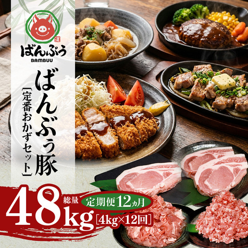 [定期便12ヶ月]ブランド豚「ばんぶぅ」定番おかずセット(計4kg) 42-CY