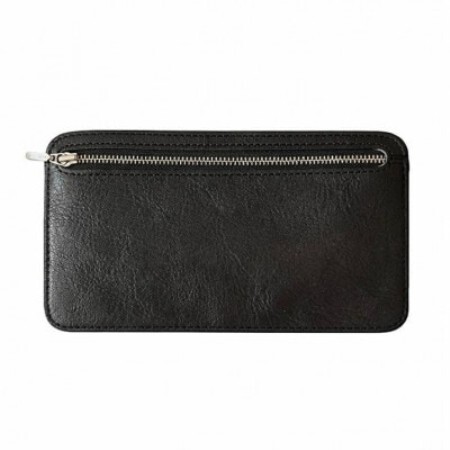 LWJ 本革スリムロングウォレット 長財布 ブラック