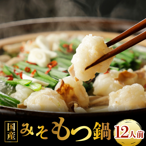 国産牛もつ鍋（12人前）【みそ味】【KT006】