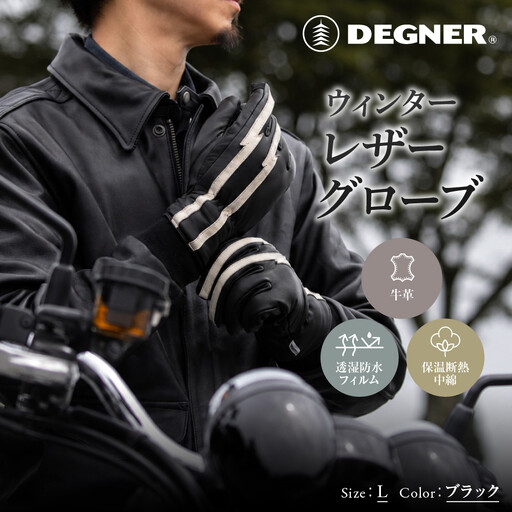 ウィンターレザーグローブ ブラック L 京都 バイクギア 人気ブランド グローブ デグナー