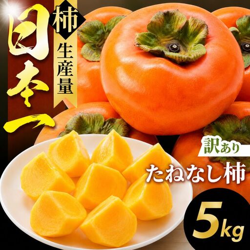 訳あり たねなし柿 約 5kg | フルーツ くだもの 果物 柿 かき カキ  奈良県 五條市 訳あり 家庭用 自宅用 どっさり たっぷり 種なし 種無し 種なし柿 産地直送 国産 人気  グルメ お取り寄せ 大容量 ビタミン 食物繊維 豊富 秋 旬 奈良県 五條市