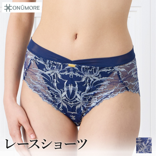 オンユーモア レースショーツ 1枚 Lサイズ・ネイビーブルー / ショーツ レディース パンツ 下着 総レースショーツ レース リバーレース 株式会社ウインビー