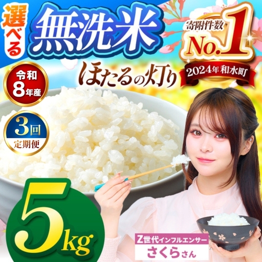[ 新米 予約 ] [ 定期便 3回 ] 令和8年産 熊本県産 ほたるの灯り 無洗米 5kg こめ 米 訳あり 規格外