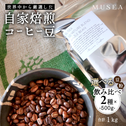 20-94自家焙煎コーヒー豆 選べる2種×500g 合計1kg コーヒー豆 粉 飲み比べ