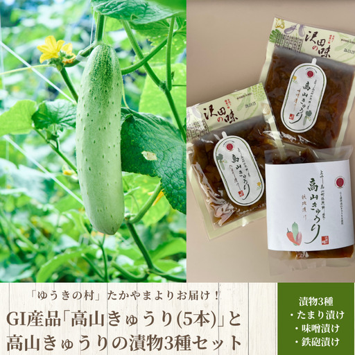 GI産品「高山きゅうり」と高山きゅうりの漬物3種セット たからのやまたかやま