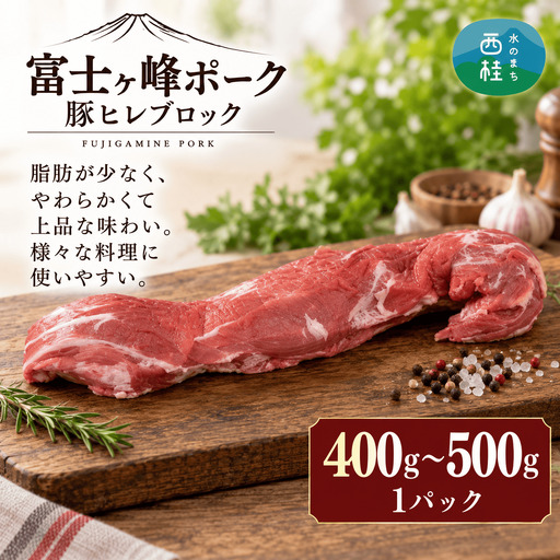 [訳あり]山梨県ブランド豚!!富士ヶ嶺ポーク豚ヒレブロック 1P(約400g〜500g)