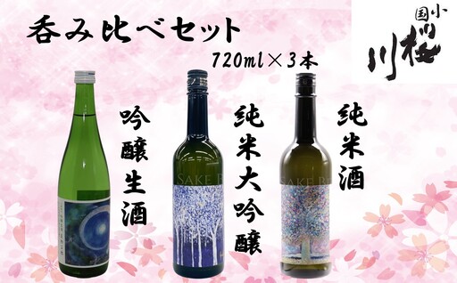 【数量限定】小国桜川　日本酒呑み比べセット（まわる水・ぶな乃森・桜の音）