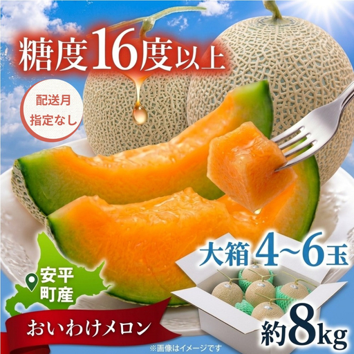 おいわけメロン 大箱8kg 赤肉 糖度16度以上 先行予約【配送指定なし】