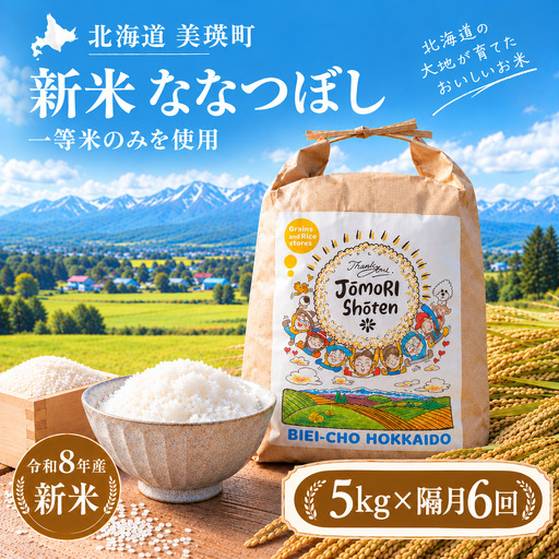 【隔月6回定期便】白米 5kg ななつぼし 一等米 精米 ブランド米 定期便 【令和8年産】 城守商店