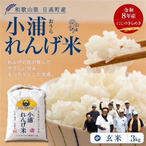 【令和8年産 新米】小浦れんげ米(にじのきらめき) 玄米 3kg【1780799】