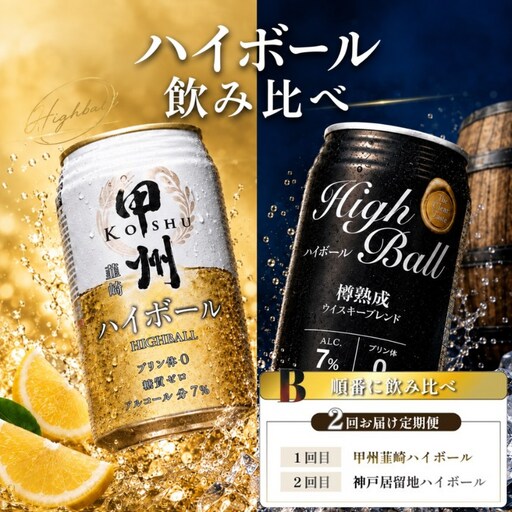 【Bセット】甲州韮崎＆神戸居留地 ハイボール 飲み比べセット 《順番に飲み比べ》