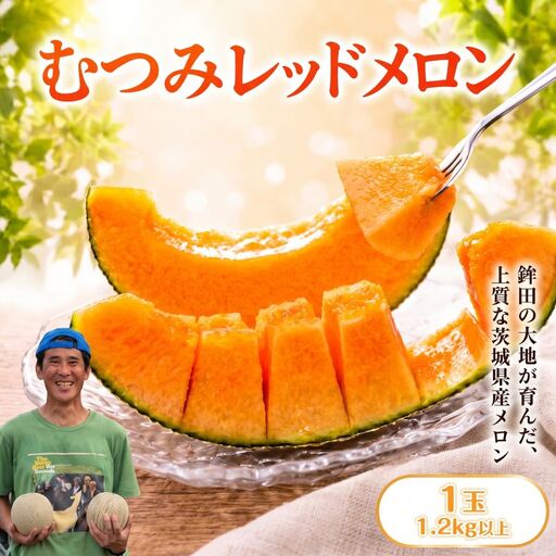 【2027年発送】 むつみレッドメロン 1.2kg以上×1玉 メロン