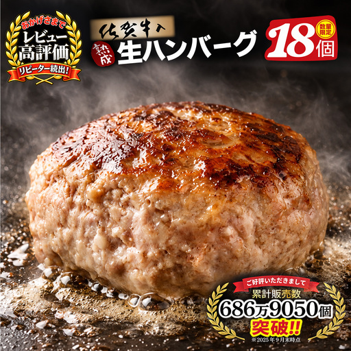 [14日以内発送!]佐賀牛入り ハンバーグ 18個(120g×18個)(H083107)