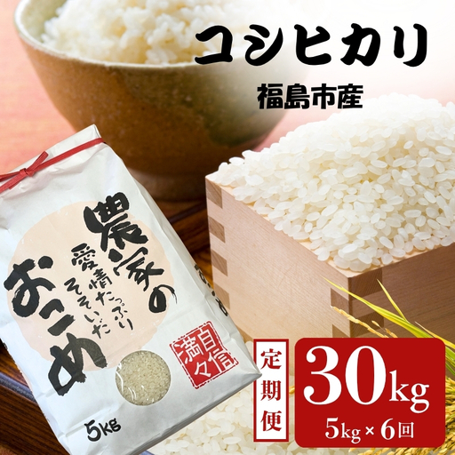 No.3390アグリード 福島市産 コシヒカリ精米 5kg 6回定期便【令和8年産】