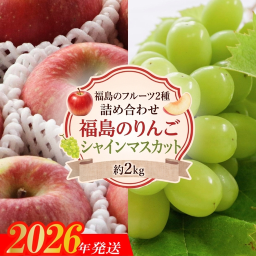 No.3395アグリード 福島のフルーツ2種詰め合わせ（りんごとシャインマスカット）約2kg【2026年発送】