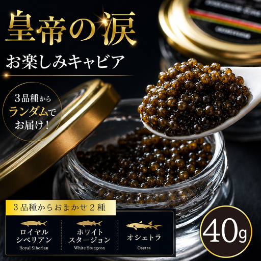 キャビア 【お試しキャビア】皇帝の涙 40g 3品種からランダムで2種　キャビア