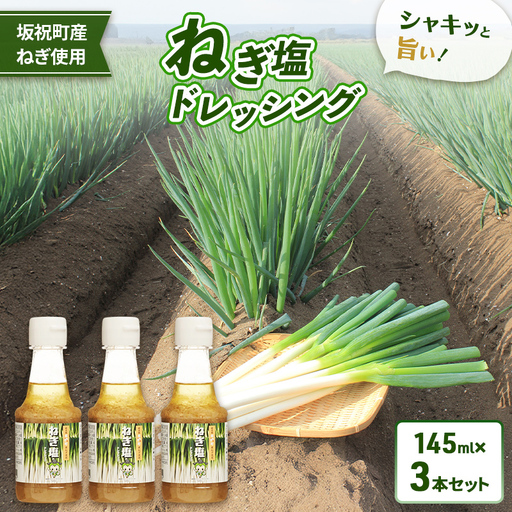 ねぎ塩ドレッシング(3本) ネギ 葱 サラダ タレ たれ 付けダレ 付けだれ ほぎもん 自宅用 手土産 贈り物 岐阜県 坂祝町 さかほぎ F6M-402