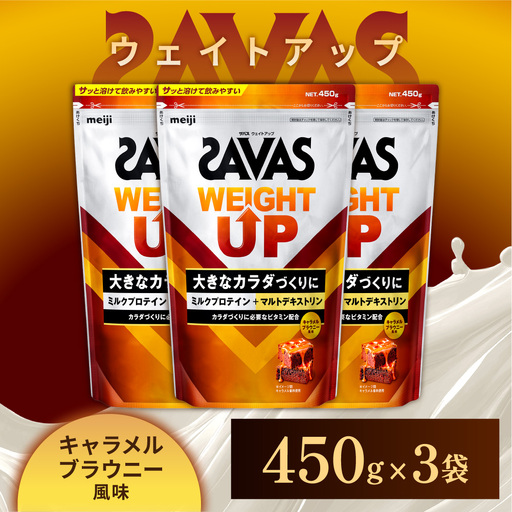 ザバス ウェイトアップ キャラメルブラウニー風味 450g 3袋 プロテイン 筋トレ 運動 トレーニング 健康 美容 健康食品 体づくり ボディメイク ダイエット
