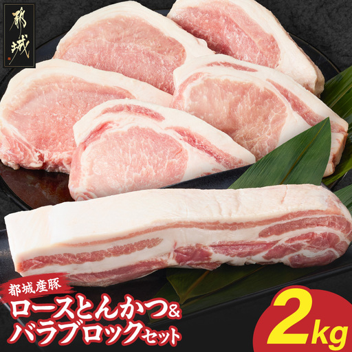 都城産豚ロースとんかつ&バラブロックセット2kg〔12-25-021-2kg〕_(都城市)