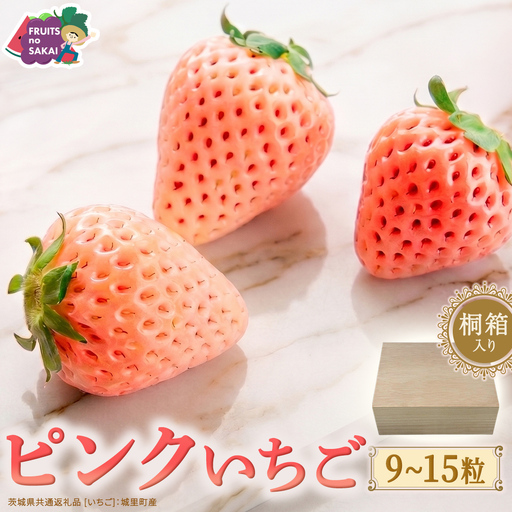 【桐箱入り】ピンクいちご 9～15粒 【2027年1月から発送開始】（茨城県共通返礼品 [いちご]：城里町産） いちご イチゴ 苺 とちおとめ 甘い 国産 人気  桐箱入り 贈答 贈り物 ギフト ふるさと納税