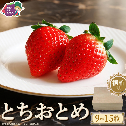 【桐箱入り】とちおとめ 9～15粒 【2027年1月から発送開始】（茨城県共通返礼品 [いちご]：城里町産） いちご イチゴ 苺 とちおとめ 甘い 国産 人気 桐箱入り 贈答 贈り物 ギフト ふるさと納税