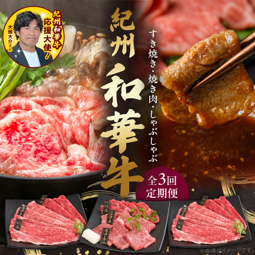 [紀州和華牛]すき焼き・焼き肉・しゃぶしゃぶ 3回定期便 _BN60-T02
