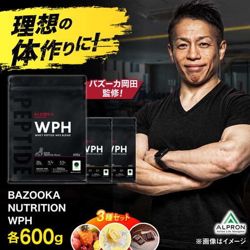 プロテイン BAZOOKA NUTRITION WPH(ホエイペプチド)お試し3種セット 各600g 大容量 飲み比べ アソート [AIEN010]