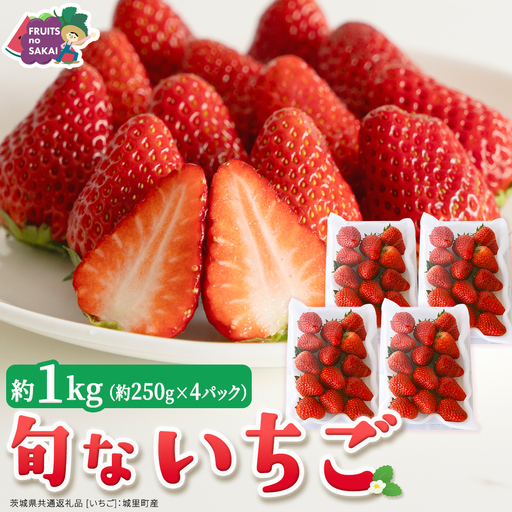 旬ないちご品種おまかせ（約250g×4パック）【2027年1月から発送開始】（茨城県共通返礼品 [いちご]：城里町産） 果物 くだもの フルーツ イチゴ 苺 旬 品種おまかせ 人気
