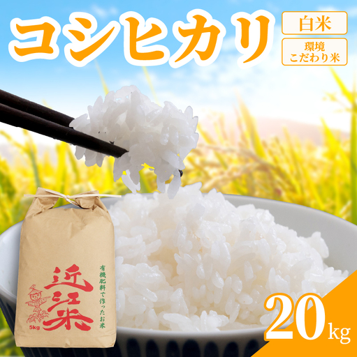 [ 令和8年産 ] 新米 コシヒカリ 20kg 白米 米 R8 年産 こしひかり 2026年産 国産 農家直送 環境こだわり お試し用 単品 小分け 単品 お米 こめ おこめ ライス コメ 精米 おいしい 産地直送 人気 おすすめ 20キロ kome okome 2026年 送料無料 滋賀県 日野町 育農舎 [IN012_R8]