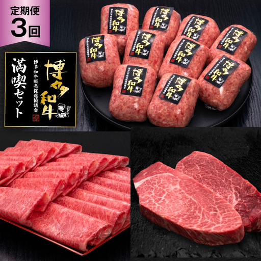肉 博多和牛 満喫 セット 3回 定期便 牛肉