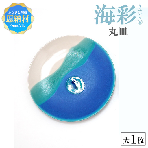 [青風窯:海彩]丸皿 大 1枚(陶芸家・玉田彰)
