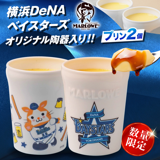 【数量限定700セット】横浜DeNAベイスターズ陶器入りカスタードプリン(180g)×2個セット【マーロウ】[AKAF153] AKIF