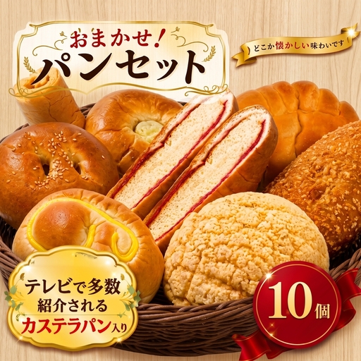 パンセット 10個 おまかせ 【カステラパン入り】 パン 冷凍