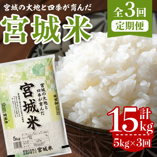 [3回定期便]宮城米 計15kg (5kg×3回配送) ブレンド米 業務用 お米 おこめ 米 コメ 白米 ご飯 ごはん おにぎり お弁当 頒布会 [登米ライスサービス株式会社]tm829