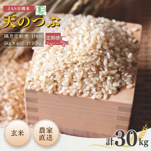 [先行予約][隔月定期便]JAS有機 天のつぶ 玄米 30キロ (5kg×6回)|令和8年産 根本有機農園