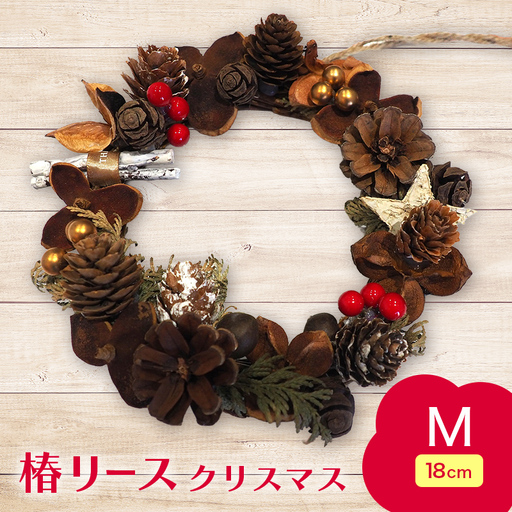 椿 リース クリスマスver. Mサイズ 【ひらない暮らし北限椿舎】 壁掛け 吊り下げ つばき ツバキ 殻 天然素材 松ぼっくり 雑貨 インテリア ディスプレイ 手作り ハンドメイド プレゼント ギフト 青森県 平内町 F21J-381