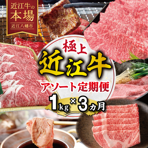 【期間限定】極上近江牛1kg　食べ方色々！アソート定期便【ZZ62W】