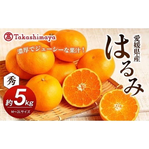 【数量限定 先行予約】愛媛県産 はるみ 約5kg[50R0824] 【高島屋選定品】秀M～２Lサイズ 1月下旬頃～順次発送＜ギフト 高級 甘い みかん フルーツ＞[No.53030335]