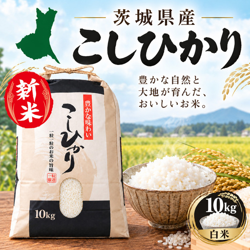 令和8年産 新米 茨城県産 コシヒカリ 10kg 精米 白米 単一原料米