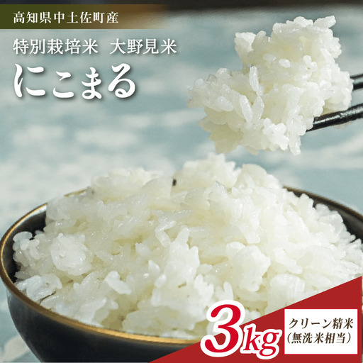 【令和8年産】【新米】 にこまる 3kg 無洗米 相当 大野見米