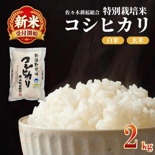 【新米受付開始！】 特別栽培米 米 コシヒカリ 計2kg 2kg × 1袋 米 白米 ご飯 料理 おにぎり 弁当 新潟県 新潟産 新発田産 コシヒカリ 佐々木耕起組合 新潟県 新発田市 非常食 備蓄 米 米 米 米 米 ssk001