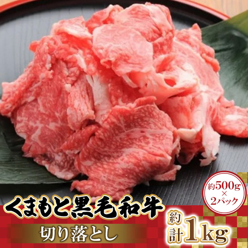 くまもと黒毛和牛切り落とし 500g×2パック 計1kg(益城町)【配送不可地域：離島】【1781779】